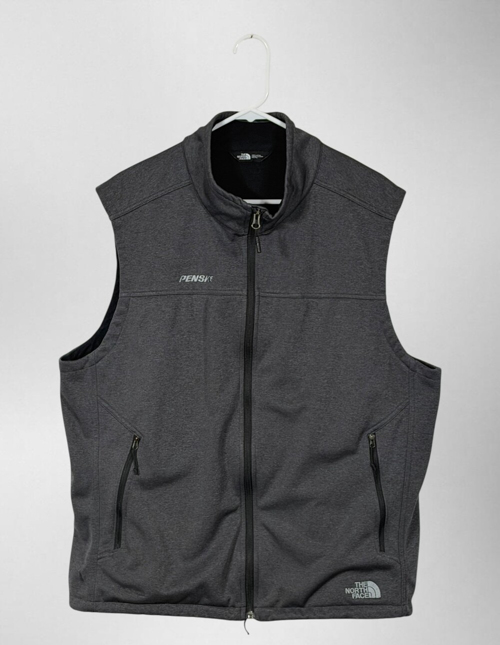 The North Face Ridgewall WindWall Soft Shell Vest Mens 2XL Gray Penske Logo